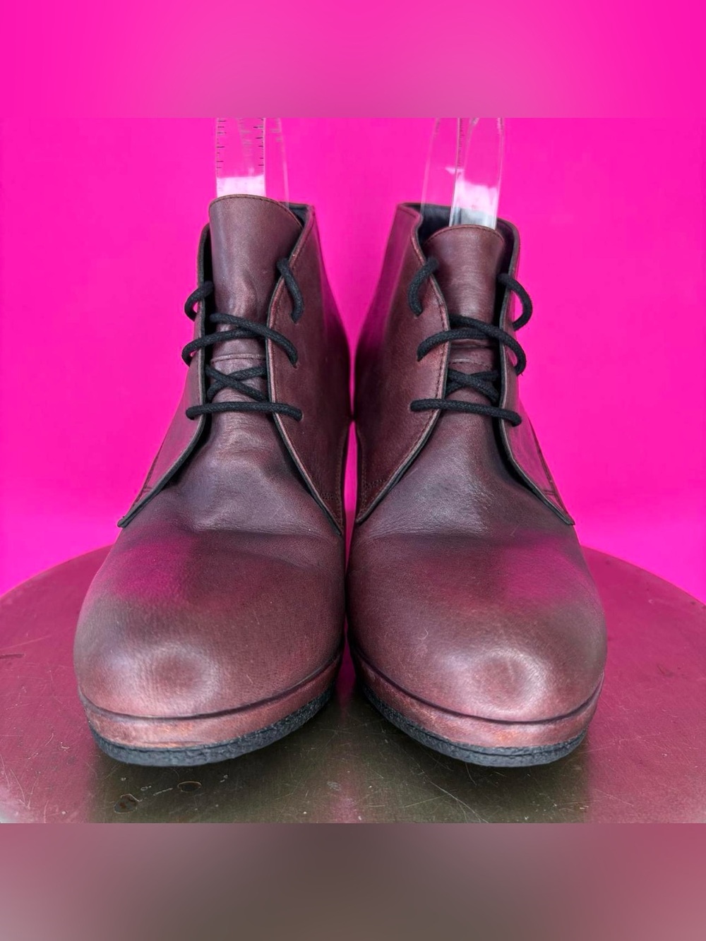 Vanilla Moon Viola Bordo Leather Wedge Heel Lace-UP Ankle Boot EU 38 US 7.5 - Picture 2 of 8